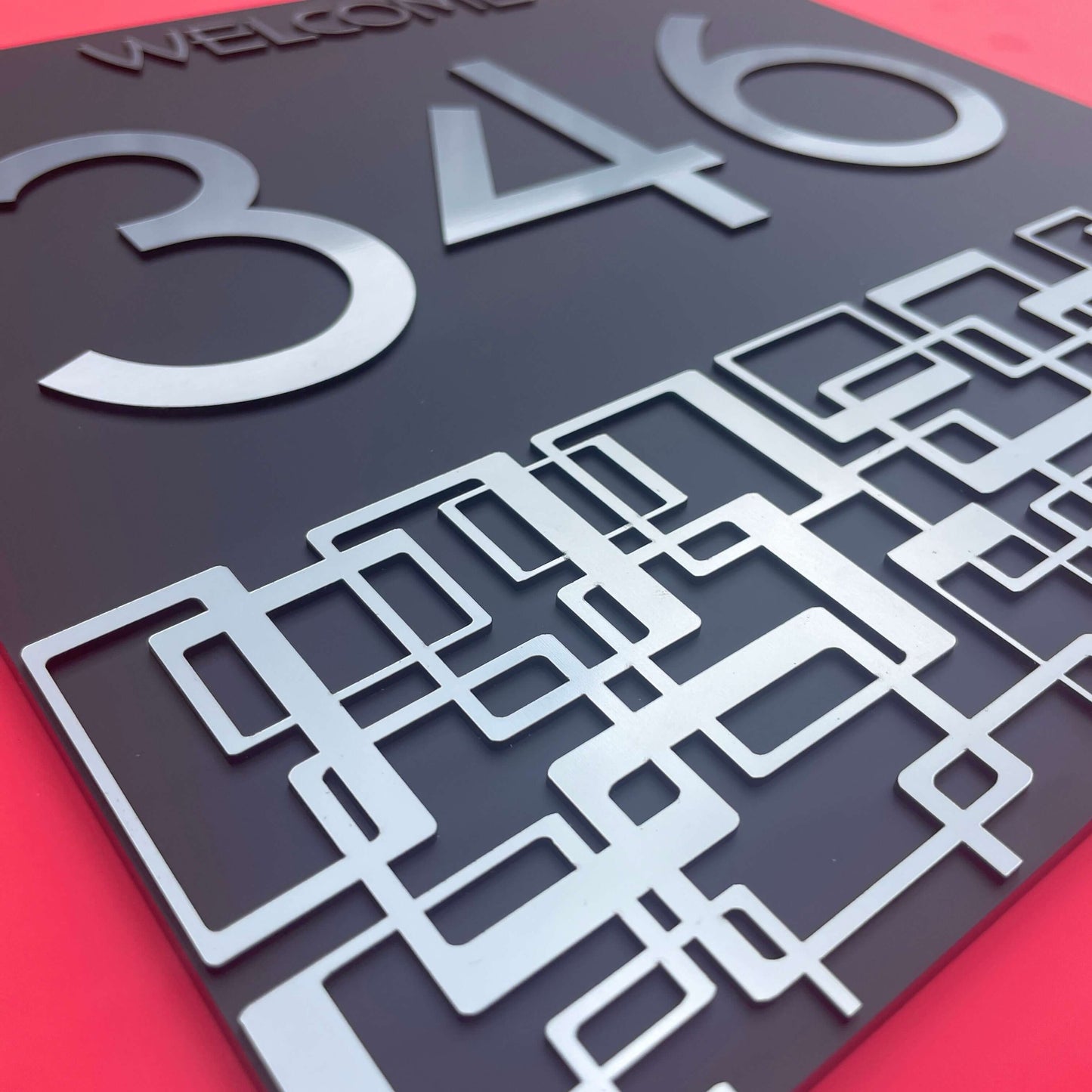 Lustre SV4 house number sign, Australian made, featuring modern design for numbers 346, ideal for SW2 locations.