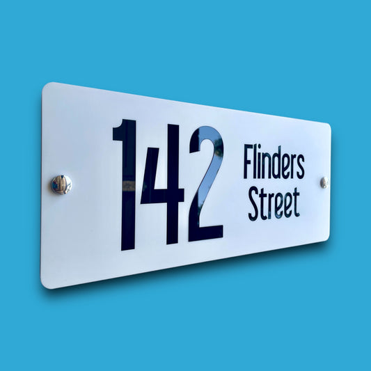 SW2 House Number Signs - Australian Made - Accent - Gloss black on matte white