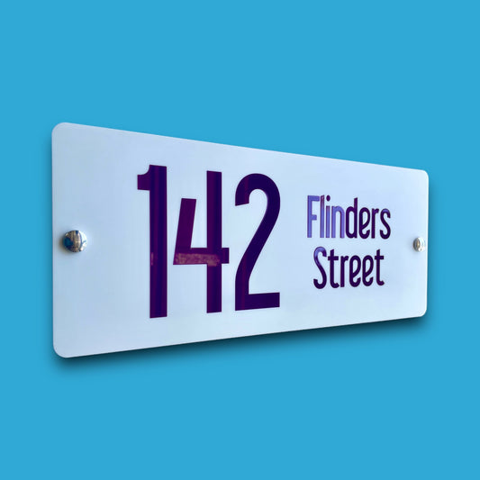 SW2 House Number Signs - Australian Made - Accent - Rich purple on matte white