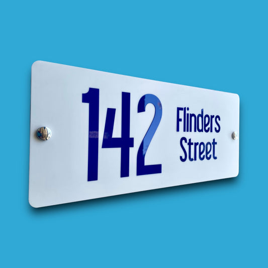 SW2 House Number Signs - Australian Made - Accent - Navy on matte white