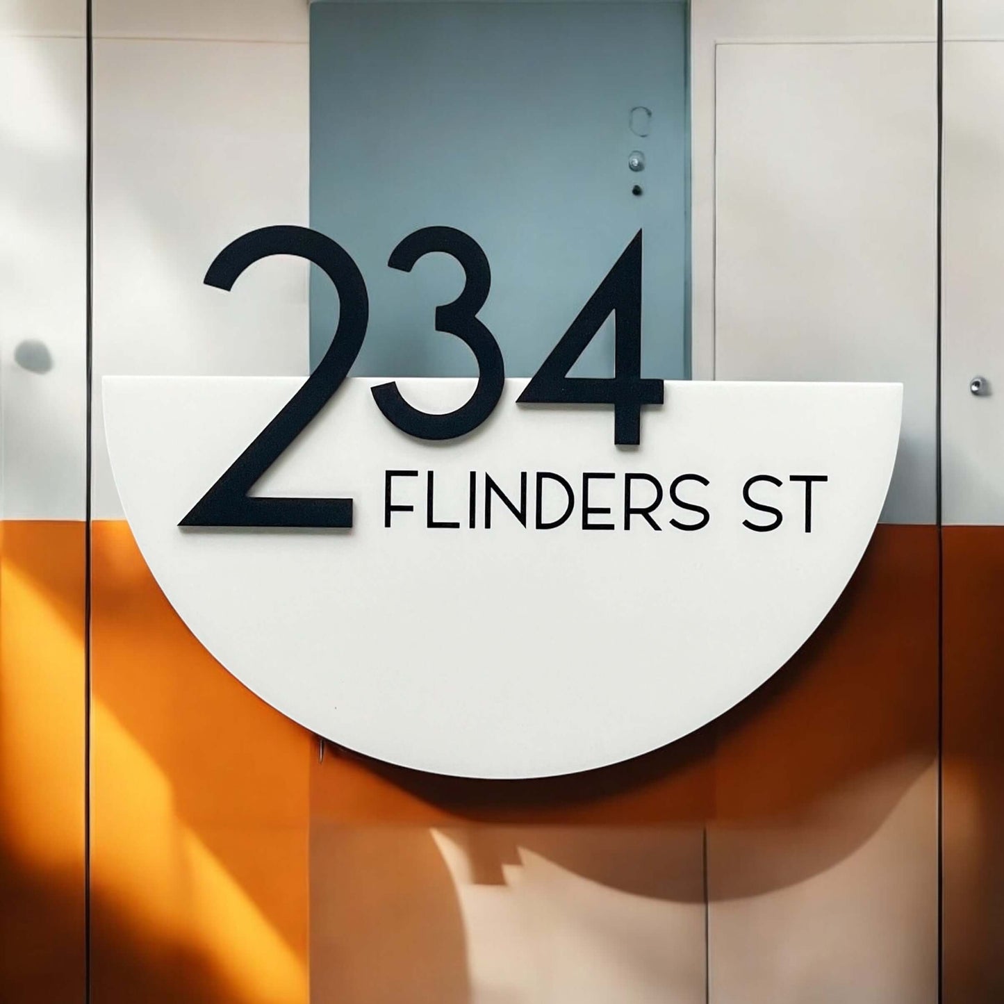House Number Signs - Australian made - Half Moon 3 | SW2