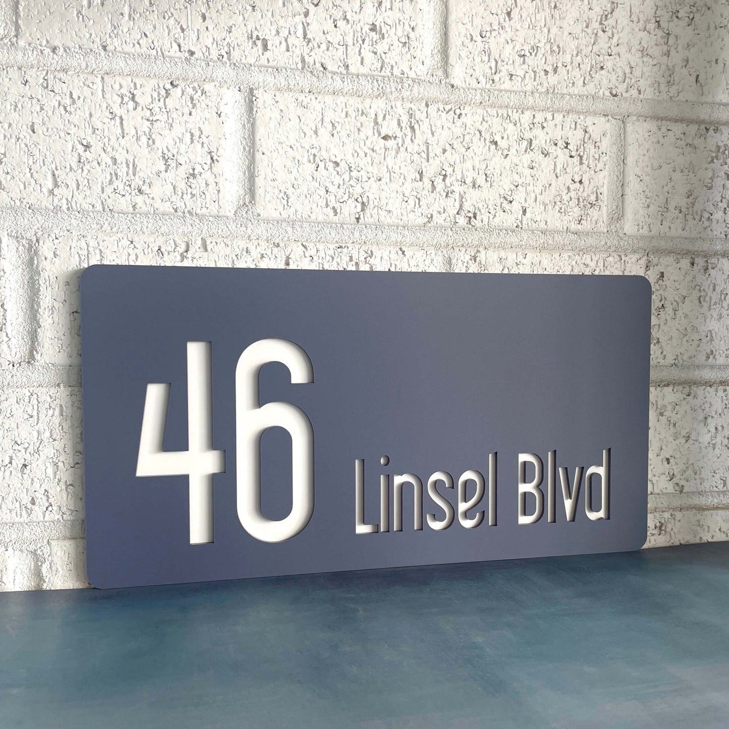 Australian made SW2 house number sign, size 320x180mm, suited for 1-2 numbers, DIY installation, weather-resistant.