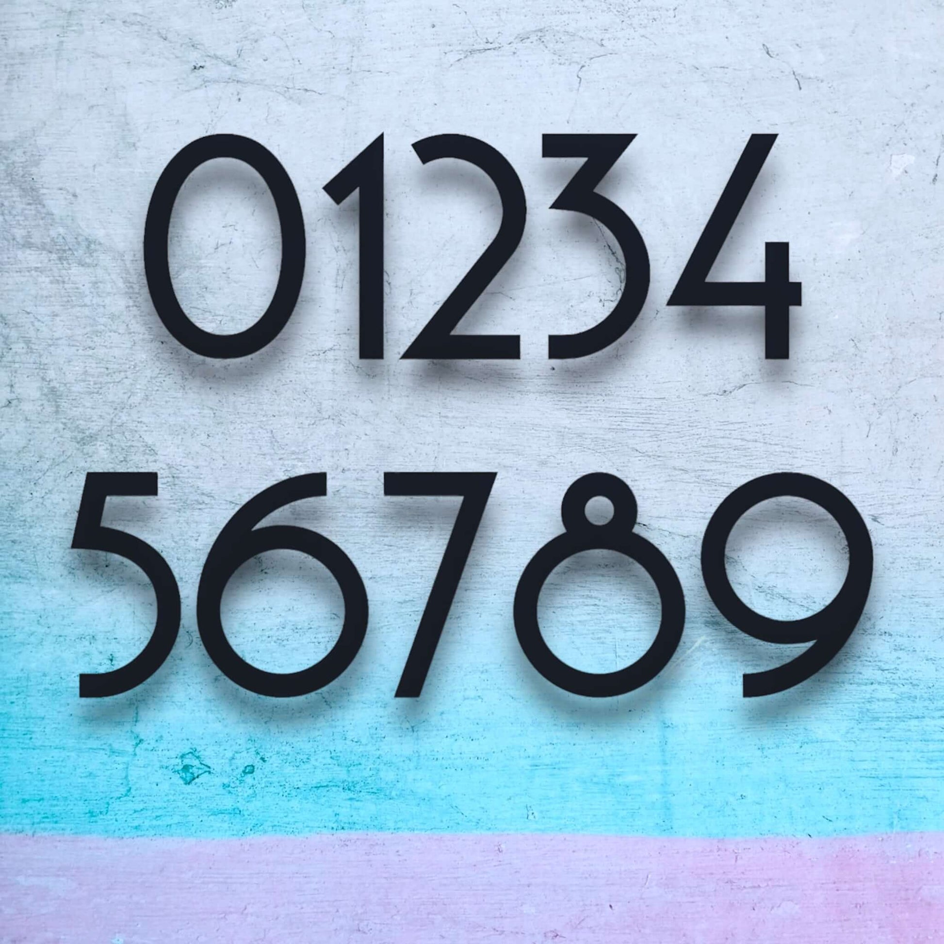 Black Australian-made house number set for SW2 sign, featuring large standalone numbers on a colorful background to ensure better visibility.