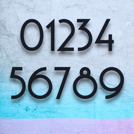 Black Australian-made house number set for SW2 sign, featuring large standalone numbers on a colorful background to ensure better visibility.